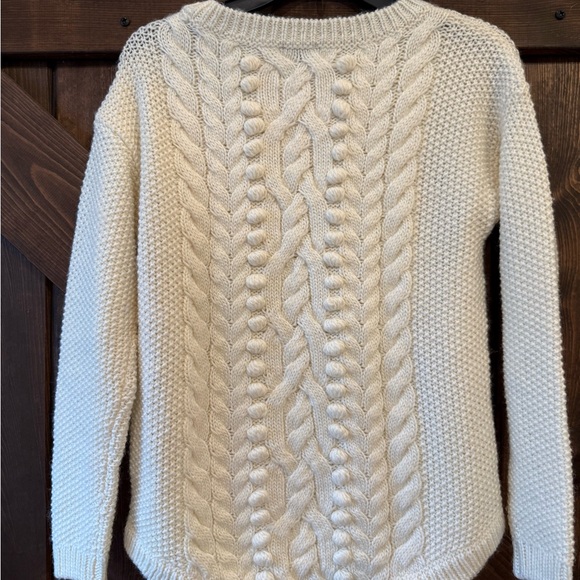 Talbots Womens S Ivory Wool Blend Sweater Cable Knit Baubles Cozy Warm EUC - Picture 4 of 10